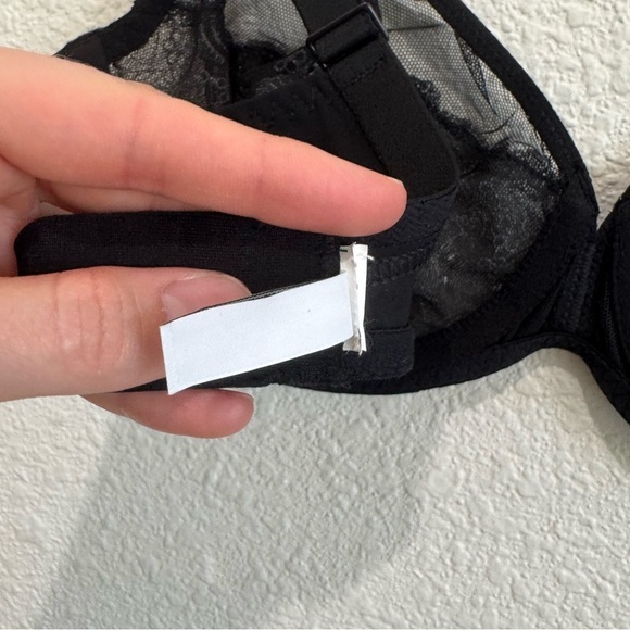 Simone Perele Womens Delice Sheer Plunge Bra in Gem Black Dainty Floral Boho - Picture 5 of 10